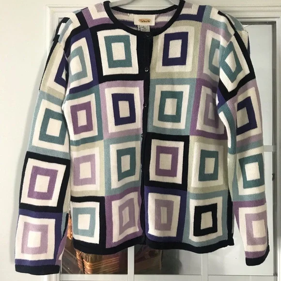 Talbots Geometric Patterned Cardigan Small - Picture 1 of 6